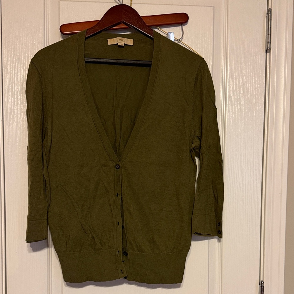 LOFT Women's Deep Olive Cardigan